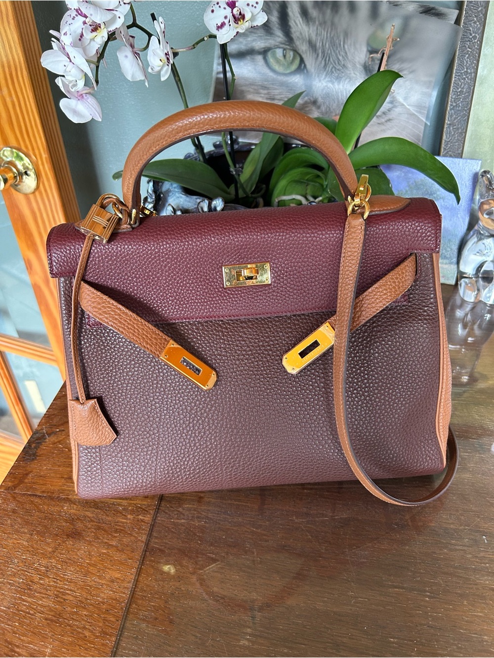 Very Rare Hermes 32 cm Tricolor Kelly Bag
